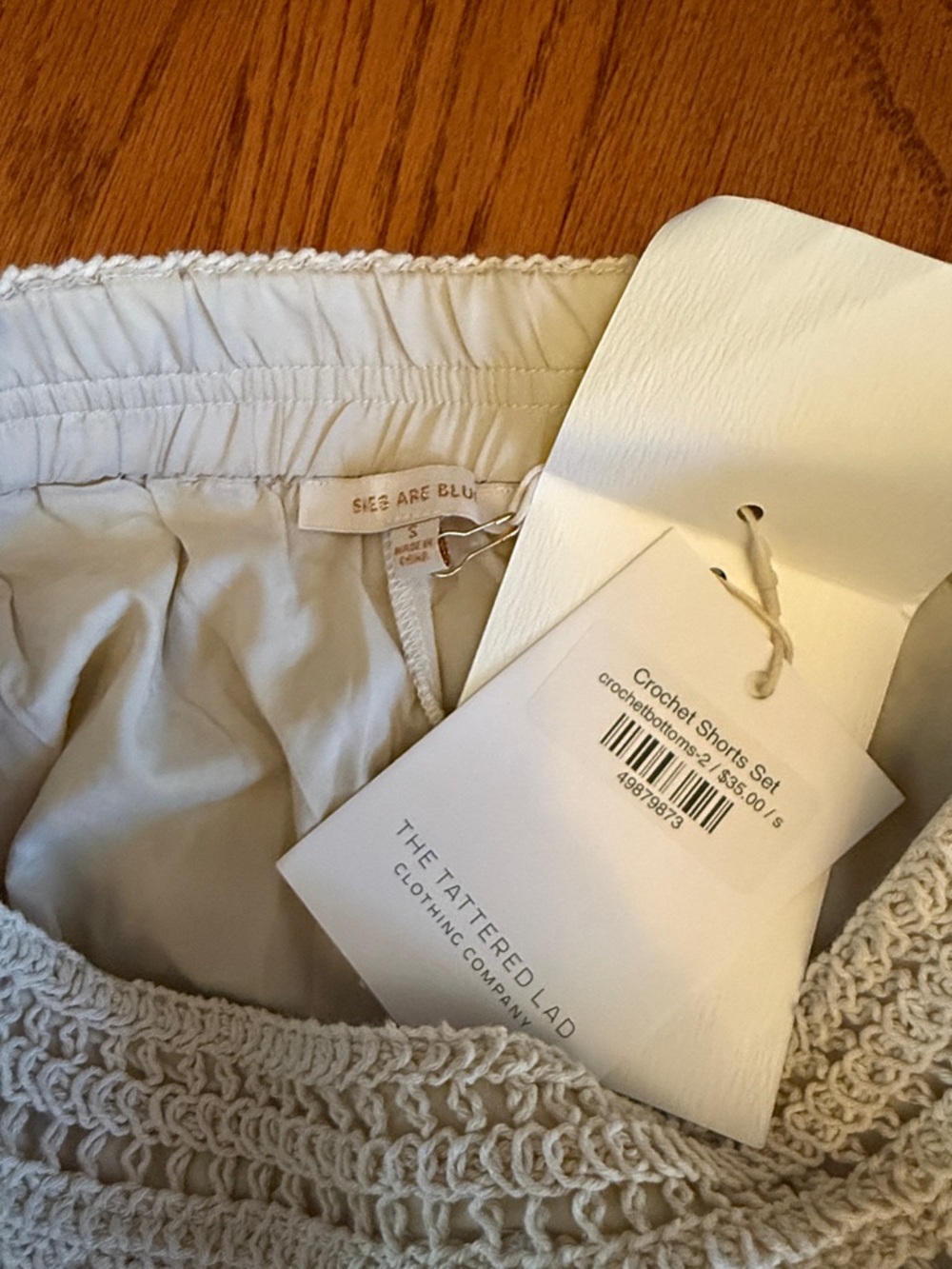 Skies Are Blue Cream Crochet Knit Women's Shorts - Picture 2 of 2